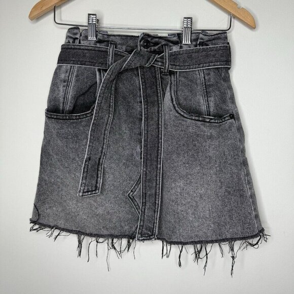 We The Free Dresses & Skirts - We The Free Black Denim Mini Skirt Jean Short Fringe Punk Sz 27